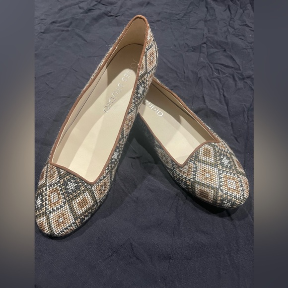 Jones Studio Shoes - Women's Jones Studio Tapestry Fabric Ballet Tweed Flats Size 7.5 Green